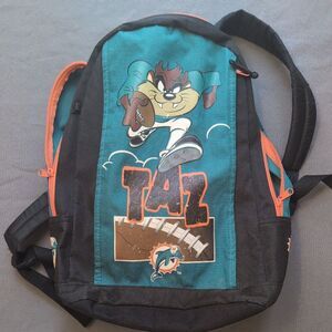Vintage NFL Miami Dolphins x Looney Tunes Taz Tasmanian Devil Kids Backpack